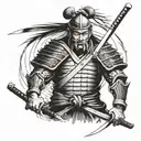 samurai warrior wielding tattoo design idea