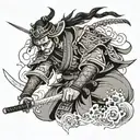 samurai warrior wielding tattoo design idea