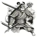 samurai warrior wielding tattoo design idea
