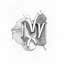 two names both starting with the letter M.  One a boy and one a girl tattoo design idea