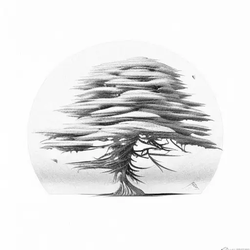 cypress seed tree tattoo design idea