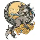 wolf dragon moon tattoo design idea