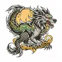 wolf dragon moon tattoo design idea