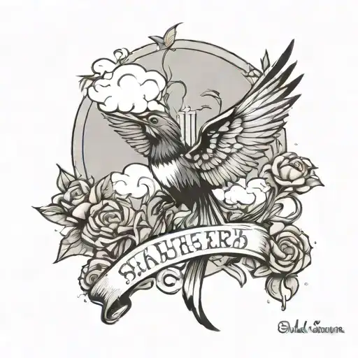 Psalm 23 and Swallows flyging tattoo design idea