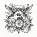 Psalm 23 and Swallows flyging tattoo design idea