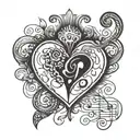 Incorporate musical notes forming a heart shape with the initials of your kids hidden within the design tattoo design idea