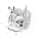 Aurora-inspired kitchen objects tattoo design idea