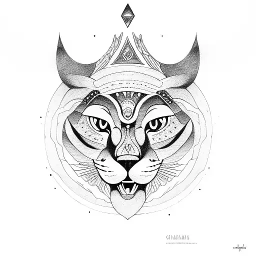 Chakana with Andean motives and a cougar in the center tattoo design idea