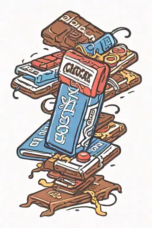 mini chocolate bar tattoo design idea