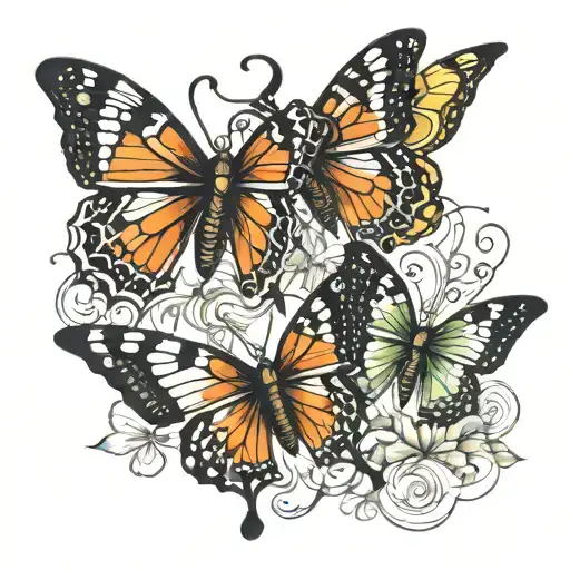 three butterfly talking  tattoo design idea