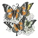 three butterfly talking  tattoo design idea