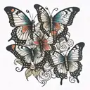 three butterfly talking  tattoo design idea
