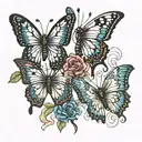 three butterfly talking  tattoo design idea