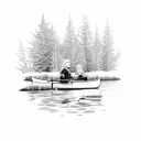 the name Norah, but disguised by outdoors things like a tent, canoe, trees, and leaves  tattoo design idea