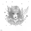 the name Norah, but disguised by outdoors things like a tent, canoe, trees, and leaves  tattoo design idea