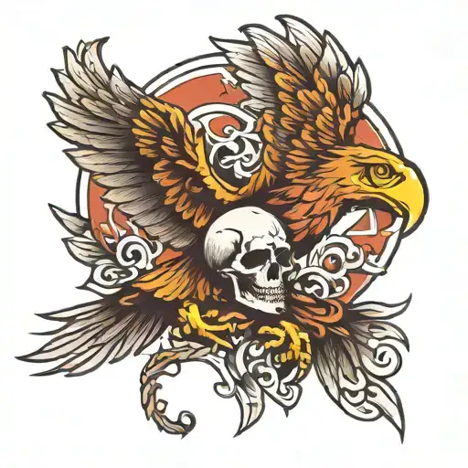 german eagle and skull tattoo design idea