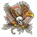german eagle and skull tattoo design idea