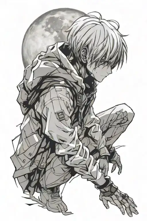 Ken Kaneki looking to the moon tattoo design idea