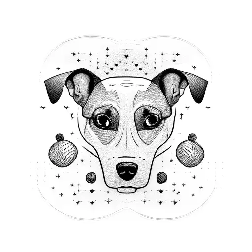 Combine a handball and a dog in a unique and abstract way tattoo design idea