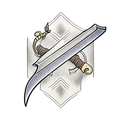 sword leaning on reed stalk tattoo design idea