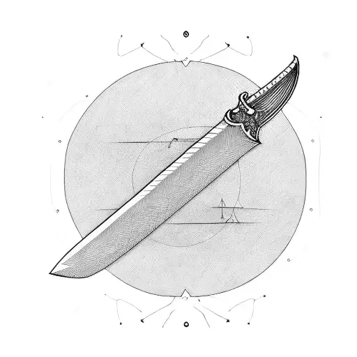 sword leaning on reed stalk tattoo design idea