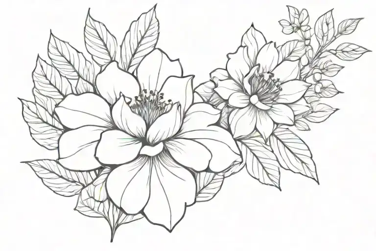 botanic style drawing tattoo design idea