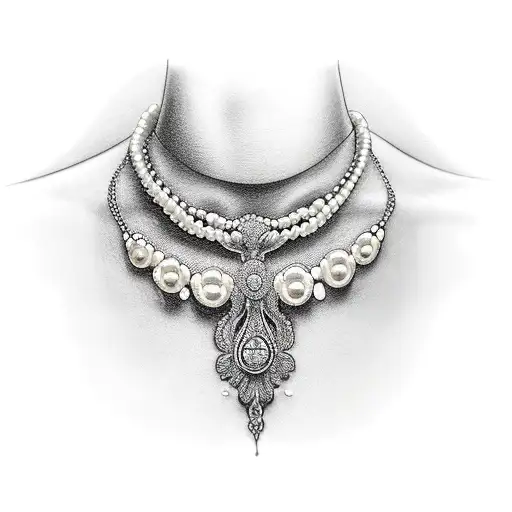 pearl necklace  tattoo design idea