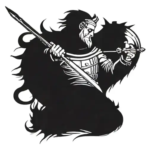 Saint George breaking a mirror with his spear tattoo design idea