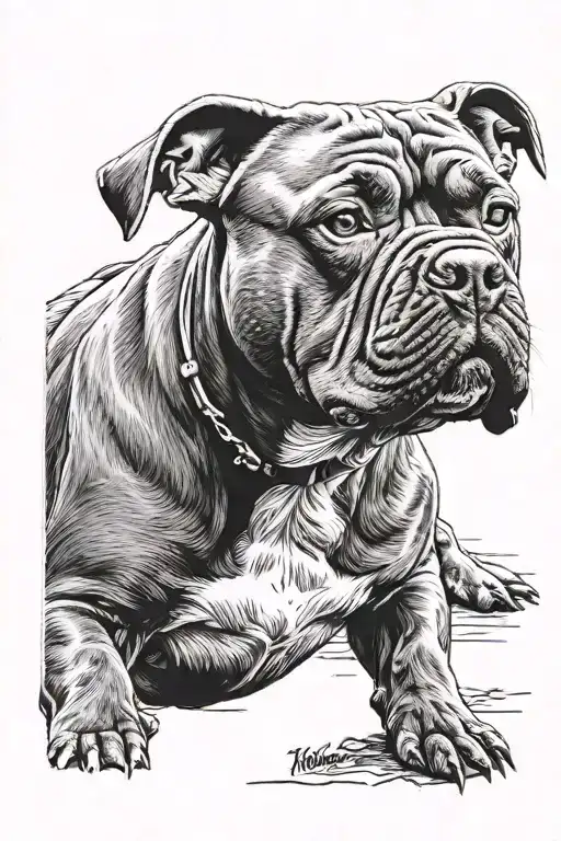 American bully dog tattoo design idea