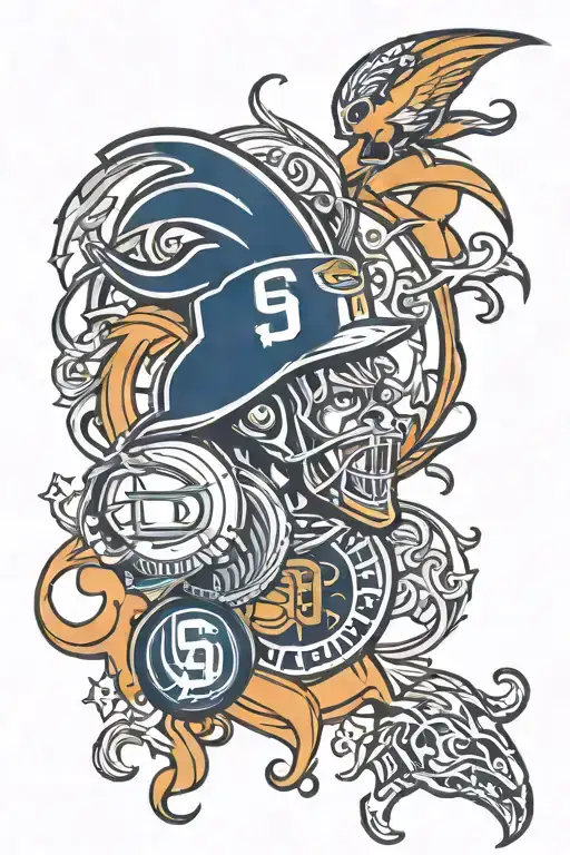 San Diego Padres, Denver Broncos Logo tattoo design idea