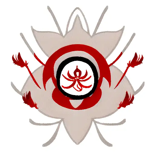 reaper death seal with red spider lily tattoo design idea