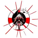 naruto reaper death seal on forearm  with red spider lily on hand tattoo design idea