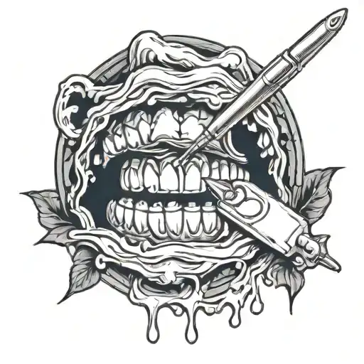 a cool tattoo for dentist. Using scalpel and tooth  tattoo design idea