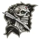 a cool tattoo for dentist. Using scalpel and tooth  tattoo design idea