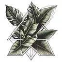 Banana leaf inside triangle shape tattoo design idea