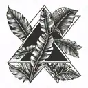 Banana leaf inside triangle shape tattoo design idea