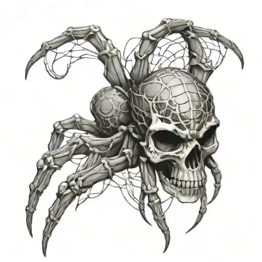 tarantula skull spider web sleeve tattoo design idea