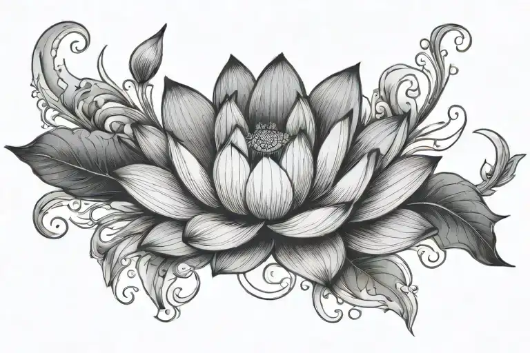 lotus and moon tattoo design idea