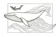 A tattoo picture of whale in the midle of the wave in rectangle and write this too shall pass tattoo design idea
