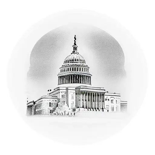 A stereo with Washington, DC landmarks as speakers tattoo design idea