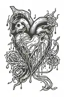 broken heart drip tattoo design idea