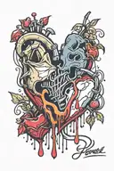 broken heart drip tattoo design idea