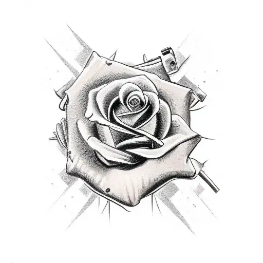 A new-school style tattoo of a rose intertwined with a revolver, representing the fusion of Guns N' Roses and their edgy image tattoo design idea