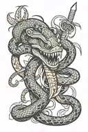 snake and dagger intertwined tattoo design idea