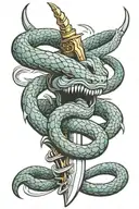 snake and dagger intertwined tattoo design idea
