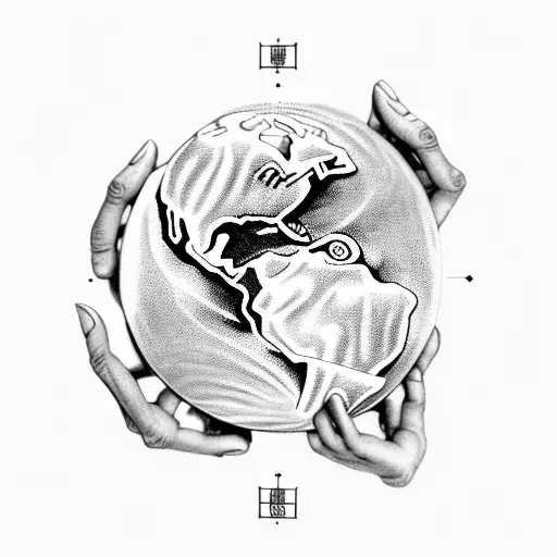 A powerful depiction of God's hands holding the world, symbolizing the client's faith and their desire to make a positive impact on the world tattoo design idea