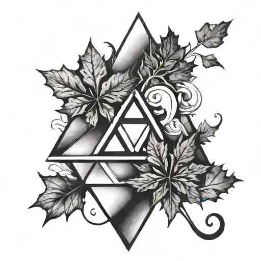 triangle mobius and maple leaf inside tattoo design idea