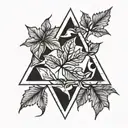 triangle mobius and maple leaf inside tattoo design idea
