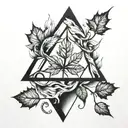 triangle mobius and maple leaf inside tattoo design idea