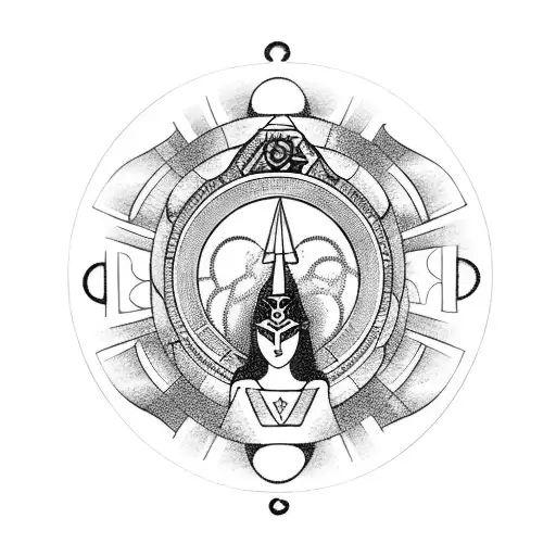 Goddess Fortuna with Wheel of fortune tarot style tattoo design idea